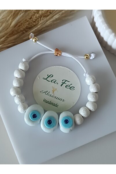 La fee aksesuar White Women's Bracelet with Dana Eye Evil Eye Beads