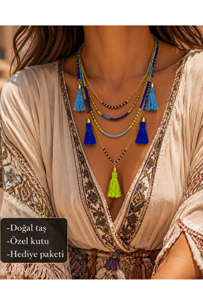 HER ŞEY NOTA www.herseynota.com Elysia Bohemian Layered Tassel Bead Necklace