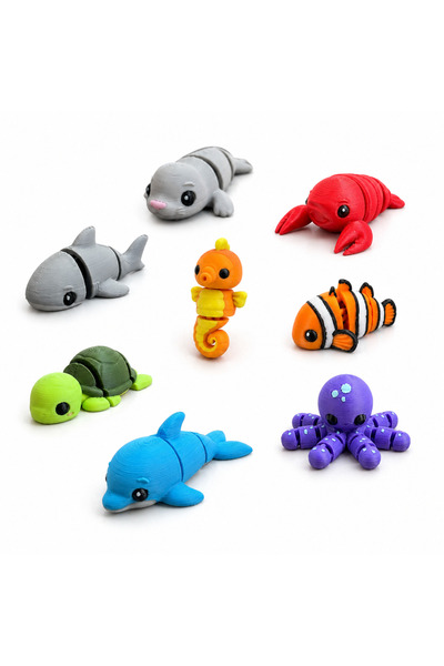 Eva Prints Set 8 Micro Figurine Ocean, animalute articulate printate 3D in Ro...