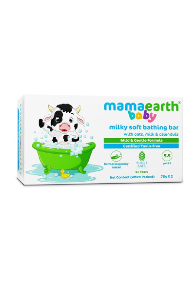 Mamaearth Soft baby bath soap bar with oats, milk and calendula from - 75g, 2...