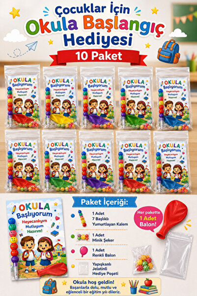 Emrah Gültekin Okula Başlangıç Hediyesi 10 Paket Yumurtlayan Kalem Balon Şeke...