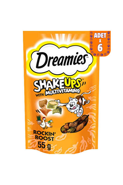 Dreamies Shake Ups Rockin Rooster Tavuklu ve Ördekli Kıtır Kedi Ödülü 55 Gr 6...