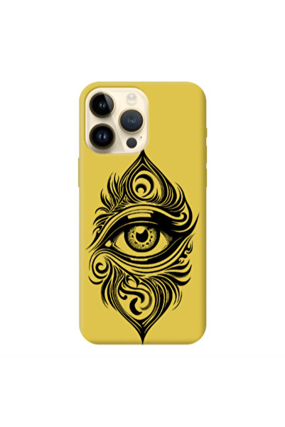Other Apple iPhone 13 Pro Max Eye patterned drawing Yellow Colored Silicone T...