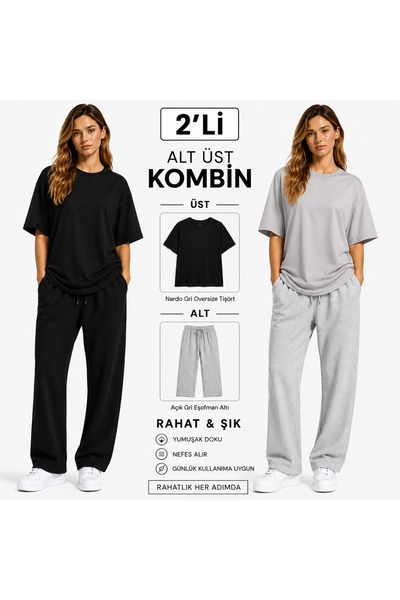 JULİA MODA طقم سروال رياضي نسائي مكون من قطعتين، مزيج من الأقمشة الخفيفة والق...