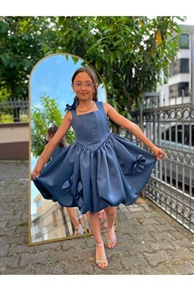 Sare Çocuk Giyim Rochie de seara pentru fete, cu model fusta balon albastra s...