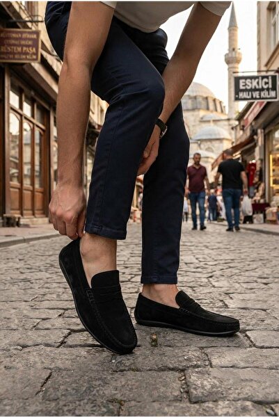 Mehmet Mete 31100 Black Suede Genuine Leather Loafer Men's Ballet Flats Men's...