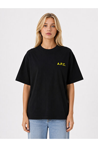 Compostela Unisex Women's Men's A.P.C Written Logo Front Printed Oversized Th...
