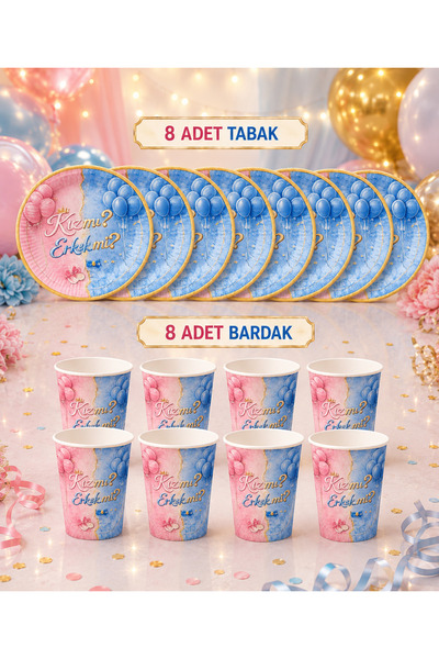 Doğasüs Kız mı erkek mi cinsiyet belirleme 8 li tabak bardak set