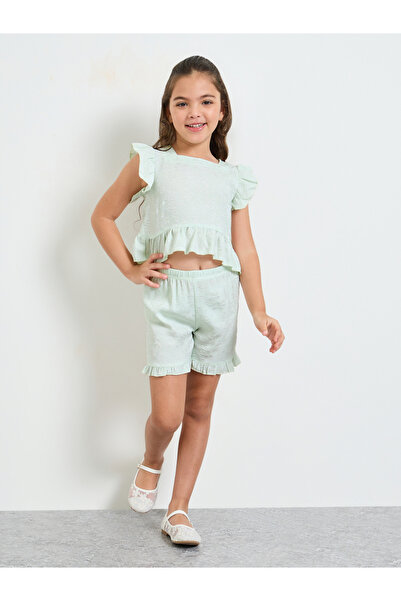 Styli Girls Jacquard Blouse and Shorts Set