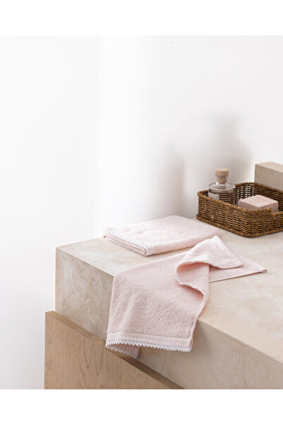Madame Coco Aveline 2-Pack 100% Cotton Crochet Hand Towels - Powder/White - 3...