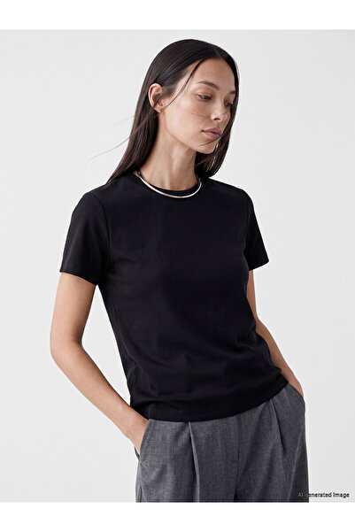 LC Waikiki Lcw Everyday Black Crew Neck Soft Touch Women's T-Shirt
