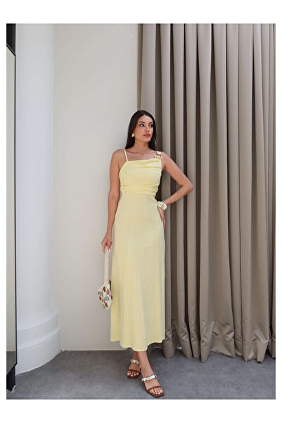 ESRAHELVACI Linen Dress with Shoulder Accessories