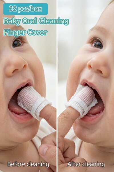 Generic 32 Nonwoven Disposable Oral Cleaning Finger Wipes Tongue Cleaner Gum ...