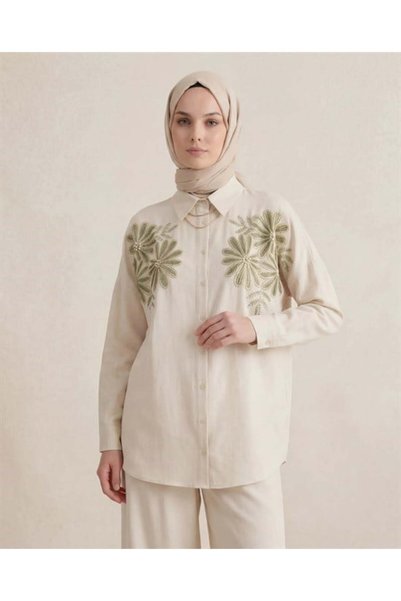BURRASCA Oversize Linen Set with Embroidered Stones