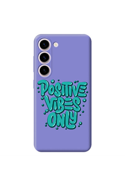Other Samsung S23 Plus Positive Vibes Only Purple Colored Silicone TPU Θήκη