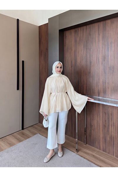 TrendParis Yarasa Kol Astarlı Bluz Sarı
