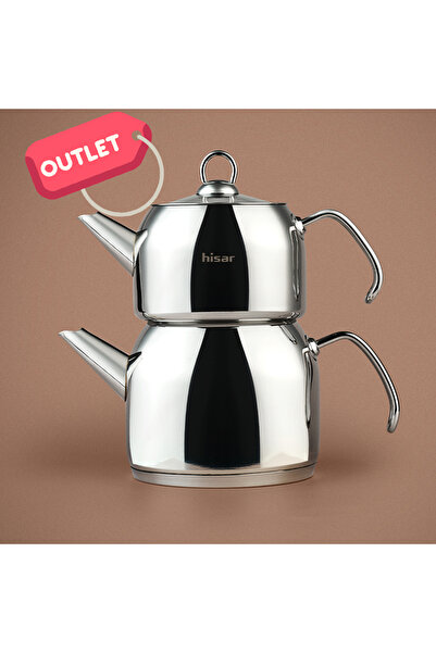 Hisar Satürn İndüksiyon Tabanlı Midi Çelik Çaydanlık Cam Kapaklı **OUTLET**