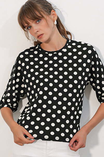 Bigdart Γυναικεία Μπλούζα Πουά Oversize 40010 - Μαύρη