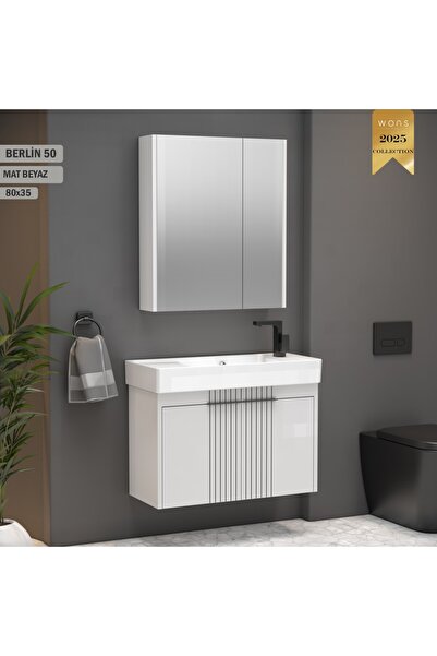 Wons Bathroom Berlin 80 cm Beyaz Banyo Dolabı