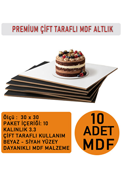 kutucum 10 ADET 30x30 PASTA ALTLIĞI MDF ÇİFT TARAFLI (SİYAH-BEYAZ) 3.3 MM