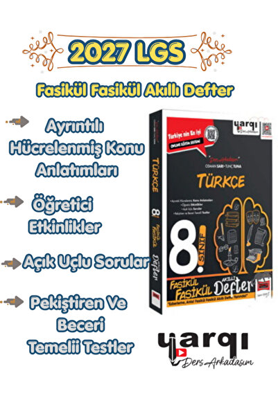 Yargı Yayınları Yargı 8.Sınıf Türkçe Fasikül Fasikül Akıllı Defter -Ders Arka...