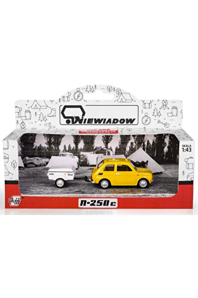 Daffi Set model Fiat 126p cu remorcă Niewiadow scurtă galbenă