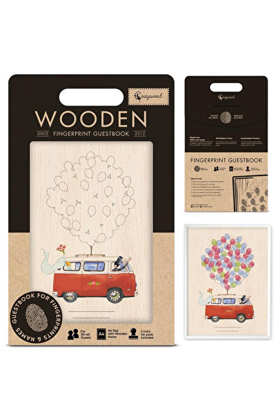 OEM Cozywood carte de oaspeti de nunta cu amprente, tablou în ramă albă 234x3...