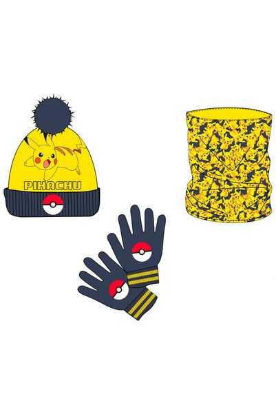 OEM Nintendo - Set de accesorii Pikachu: eșarfă, căciulă și mănuși pentru iarnă