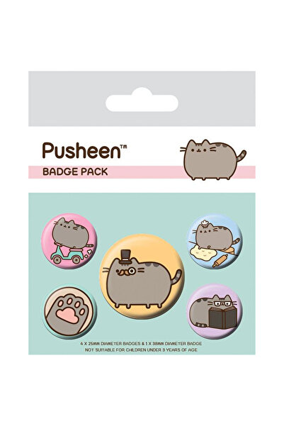 OEM Butoane imprimate Pusheen, set premium de 5 pinuri