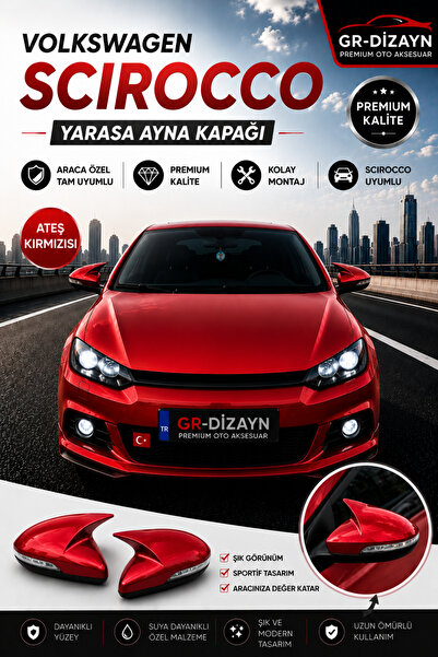 GR-Dizayn VOLKSWAGEN SCİROCCO ARACA ÖZEL BOYALI YARASA AYNA KAPAĞI A+ (KIRMIZI)