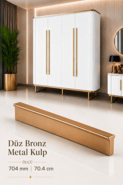 Badem10 Düz Bronz Metal 1 Adet 704 mm 70.4 cm Mobilya Kulp Uzun Çekmece Dolap...