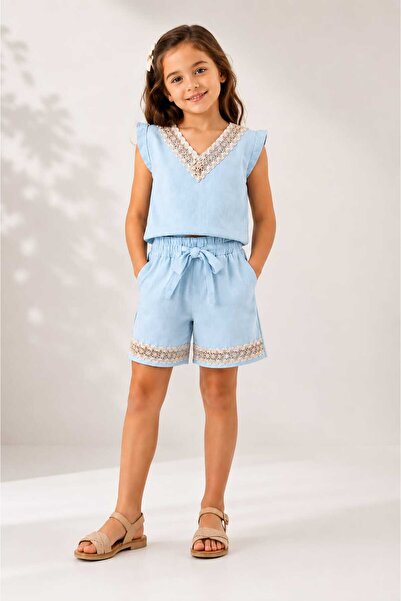 FERA Children's Top and Bottom Set Flam Cotton Linen Daily Wear