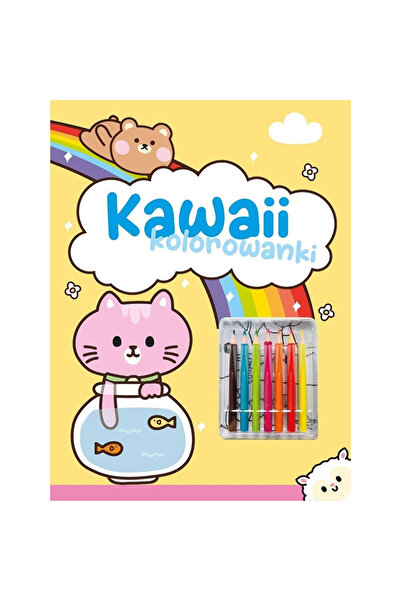 OEM Carte de colorat Cuberdon Books Kawaii, cu creioane incluse, pentru copii...