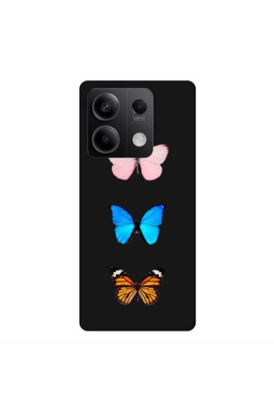 Other Xiaomi Redmi Note 13 5G Triple Butterfly Black Colored Silicone TPU Θήκη