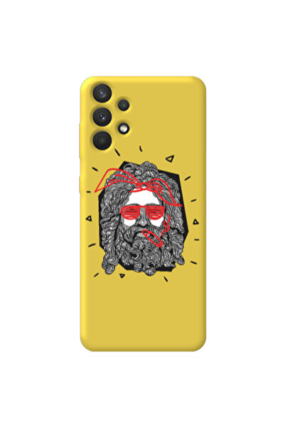 Other Samsung A32 4G Cool glasses Yellow Colored Silicone TPU Θήκη