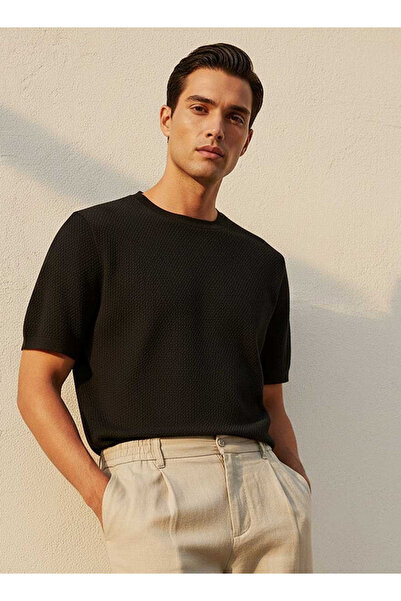 Iconic Regular Fit Crew Neck Short Sleeves Textured T-shirt