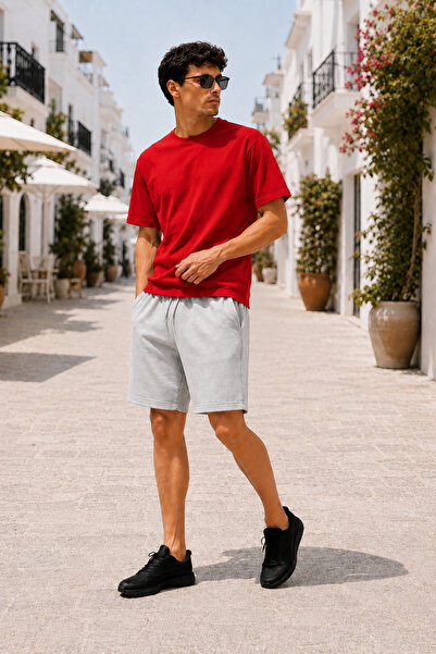 De Carte Men's Plain Shorts+Crew Neck T-Shirt Stylish Summer Comfortable Fit ...