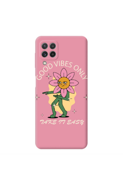 Other Samsung A22 4G Good Vibes Only Pink Colored Silicone TPU Θήκη