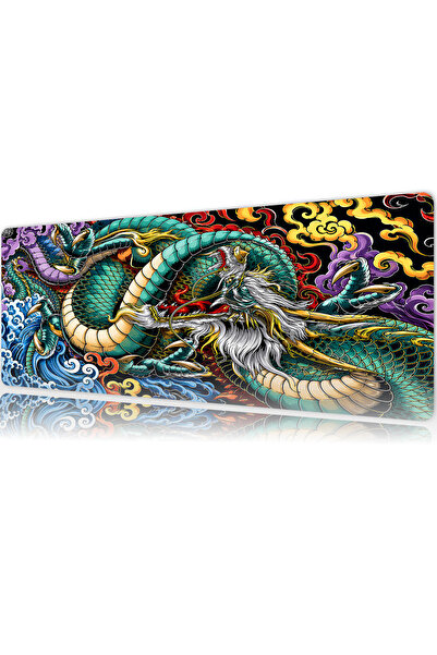 urzuva Ember Dragon 90x40 4mm Gaming Oyuncu Mouse Pad Kaymaz Taban Büyük Klav...