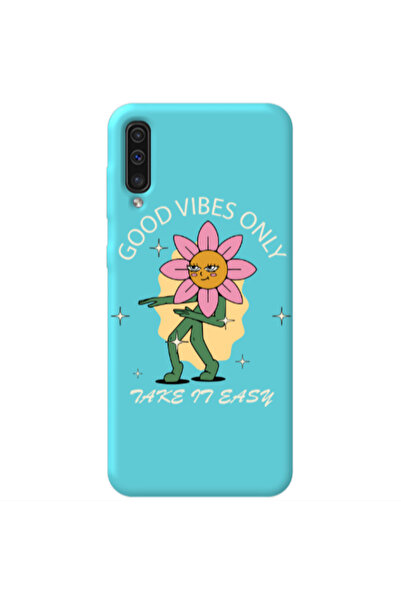 Other Samsung A70 Good Vibes Only Turquoise Colored Silicone TPU Θήκη