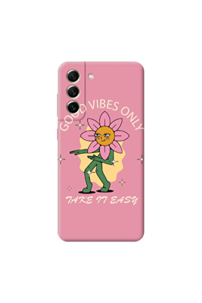 Other Samsung S21 FE Good Vibes Only Pink Colored Silicone TPU Θήκη