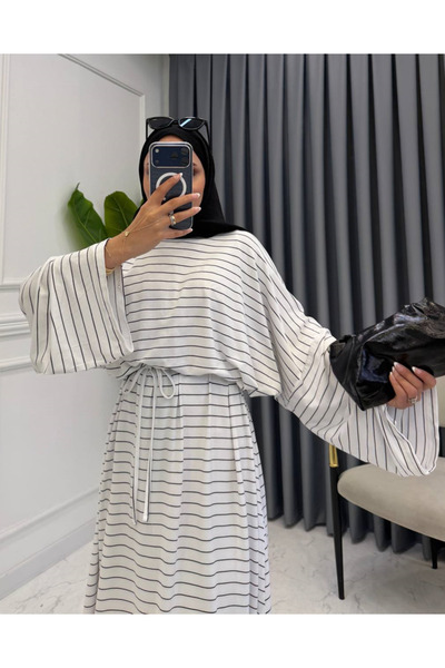 salisburys Women's Basic Striped Wide-Sleeve Skirt Suit