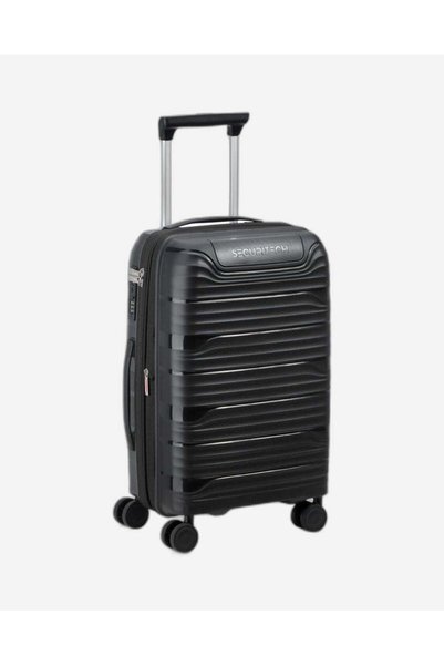 Delsey Dune Hardcase 4-Double Wheel Expandable Cabin and Check-In Luggage Trolley Set 3-Pieces - Black