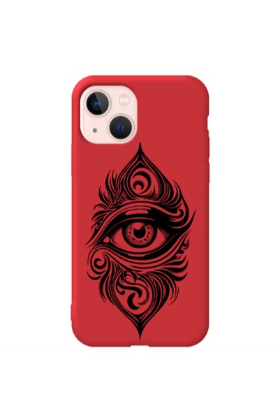 Other Apple iPhone 13 Eye patterned drawing Red Colored Silicone TPU Θήκη