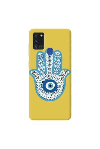 Other Samsung A21S Evil eye bead in hand Yellow Colored Silicone TPU Θήκη
