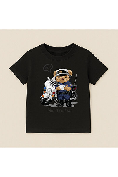 SVART WEAR Παιδικό και εφηβικό μπλουζάκι με στάμπα αρκουδάκι, βαμβακερό, με κ...