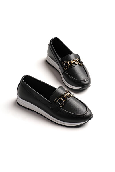 Tonny Black Women's Black Comfortable Fit Breathable Buckle Loafer