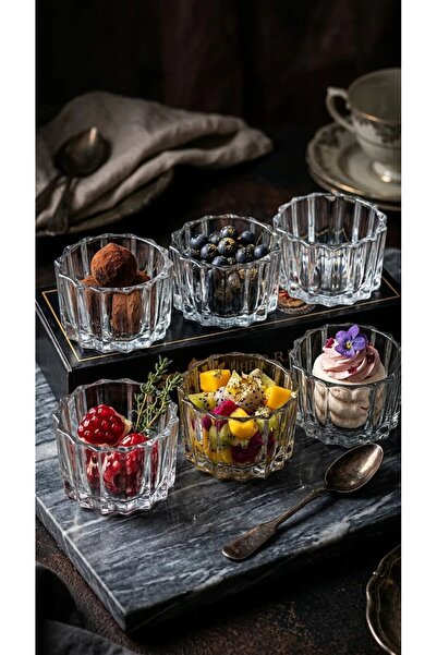 LeylArt Herdem 6-Piece Crystal Glass Bowl Set, Sauce Bowl, Snack Bowl, Fruit ...