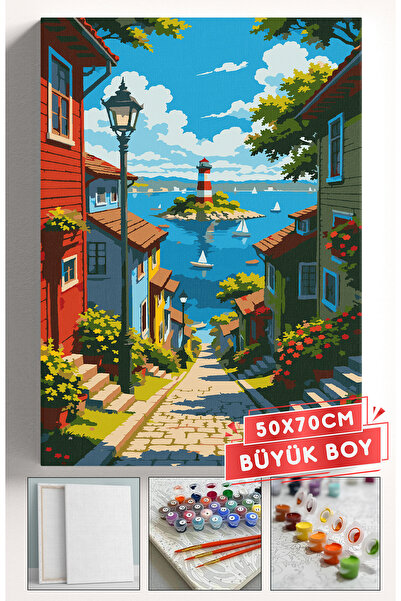 Akihabara Sayılarla Boyama Hobi Seti Çerçeveli Numaralı Tuval Fırça Boya Dahi...