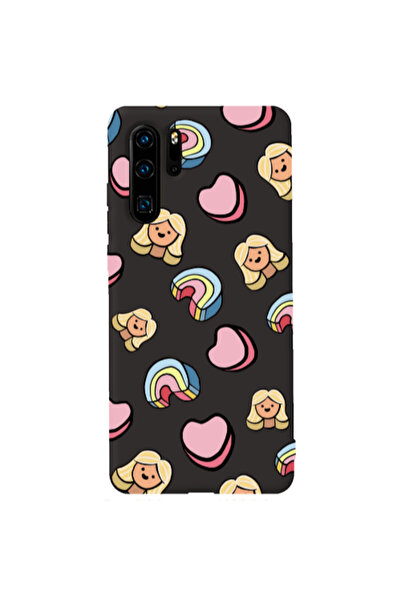 Other Huawei P30 Pro Girl rainbow and hearts Black Colored Silicone TPU Θήκη